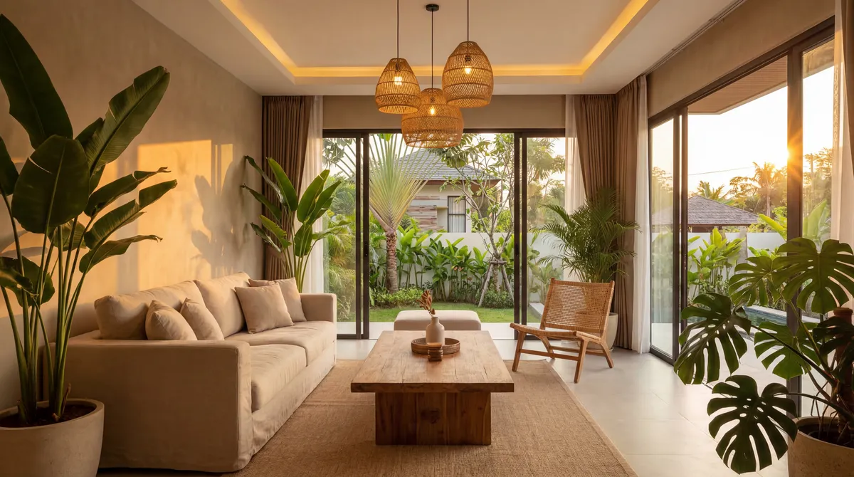 Sofa with decorative cushions